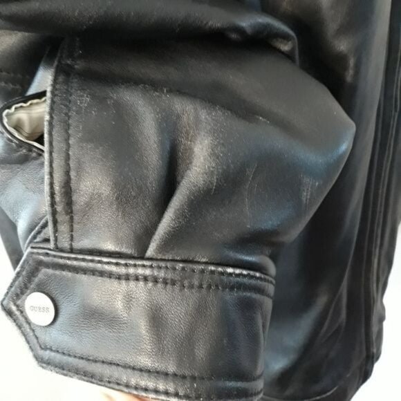 Guess Genuine Leather Men’s Jacket XXL Multi Pockets Front Zip - Picture 3 of 11